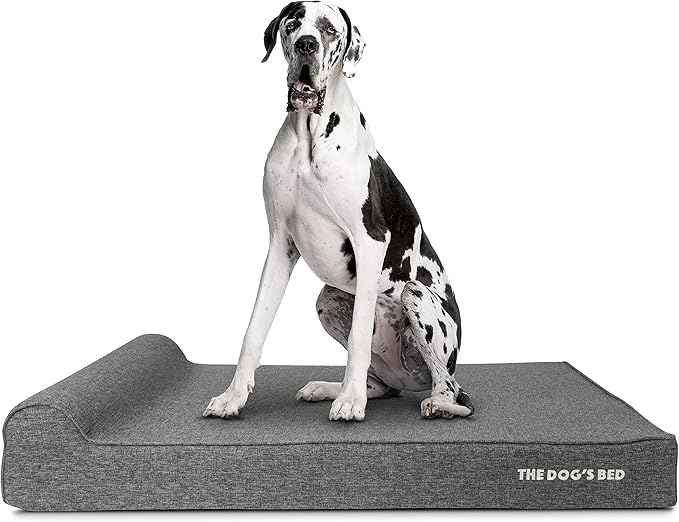 The Dog’s Bed Orthopedic Headrest Dog Bed XXL Grey Linen, Memory Foam, Pain Relief for Arthritis, Hip & Elbow Dysplasia, Post Surgery, Lameness, Waterproof Washable Cover, Veterinary Approved