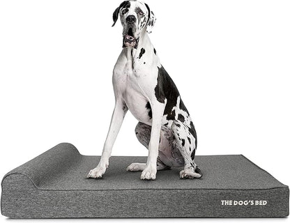 The Dog’s Bed Orthopedic Headrest Dog Bed XXL Grey Linen, Memory Foam, Pain Relief for Arthritis, Hip & Elbow Dysplasia, Post Surgery, Lameness, Waterproof Washable Cover, Veterinary Approved