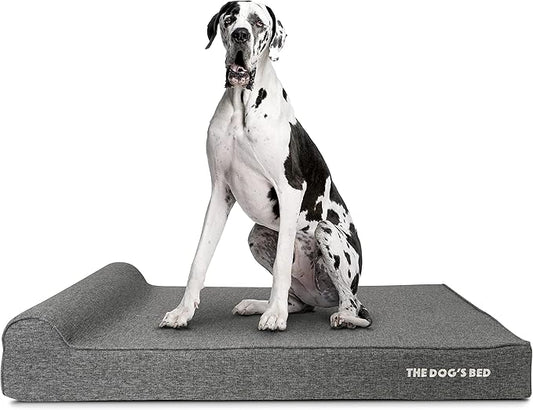 The Dog’s Bed Orthopedic Headrest Dog Bed XXL Grey Linen, Memory Foam, Pain Relief for Arthritis, Hip & Elbow Dysplasia, Post Surgery, Lameness, Waterproof Washable Cover, Veterinary Approved