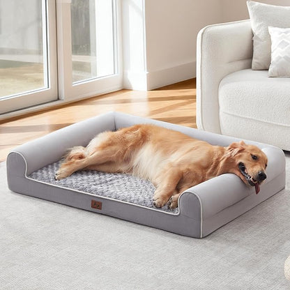 Warmrest Large Dog Beds Large Sized Dogs 45x35x7 Inch, Orthopedic XXL XL Dog Bed for Medium Size Dogs, Big Waterproof Couch Sofa with Removable Washable Cover for Pet, Light Grey