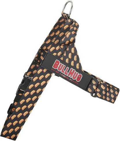 BULLHUG Adjustable Dog Harness– No Pull, No Choke – for English Bulldogs, French Bulldogs, Pugs & Broad-Chested Breeds – Easy, Safe Walks (Hot Doggy, Large)