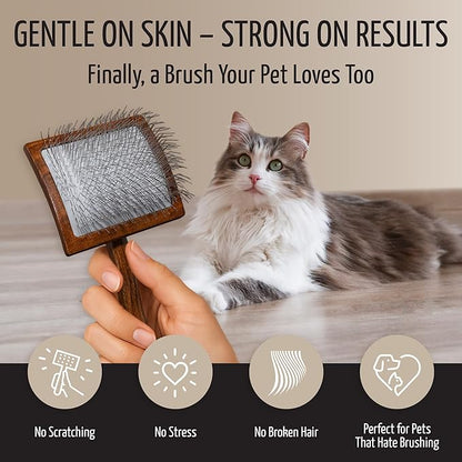 Tauro Pro Line Dog Brush for Shedding - Poodle, Goldendoodle or Labradoodle Hair & Large Breeds - Slicker Brush for Dogs & Cat Grooming, Flexible Cushion & Non-Slip Grip (Size L - Purple)