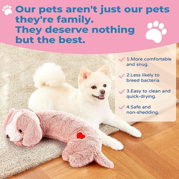 Moropaky Heartbeat Toy Puppy Heartbeat Stuffed Toy for Dog Calming Aid, Heartbeat Puppy Toy for Pets Anxiety Relief, Dog Comfort Toy for Behavioral Aid Crate Training, Puppy Essential