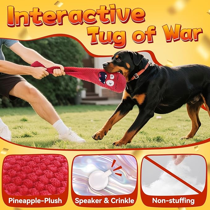 KIPRITII 12-Pack Large Dog Chew Toys for Aggressive Chewers - Includes Tough Chew Bone, Interactive Tug Toys, Squeaky Toys, Great for Medium & Large Breeds Dog