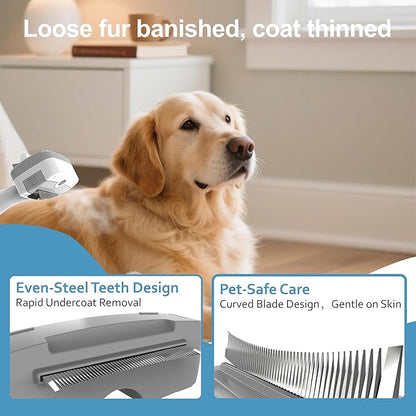 Pawimood Pet Steam Brush for Dogs & Cats – Self Cleaning, 3 in 1 Hair Removal Comb Steam for Thinning & Grooming for Long & Short Haired Pets, Includes Pet Essence