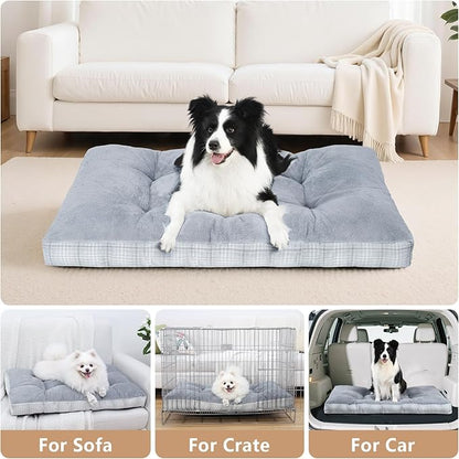 MIHIKK Washable XXL Dog Bed for Extra Large Dogs with Anti-Slip Bottom, Premium Foam Pet Pad for Crate for Large Medium Small Sized Puppies, 47" x 29" Gray