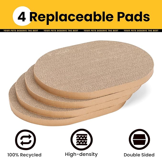 Conlun Cat Scratcher Box with 4 Cat Scratching Board Reversible Scratch Pad, Heavy Duty Corrugated Cardboard Pet Bed Lounger Kitty Scratchers for Indoor, Protects Furniture,Kittens Gifts-Large