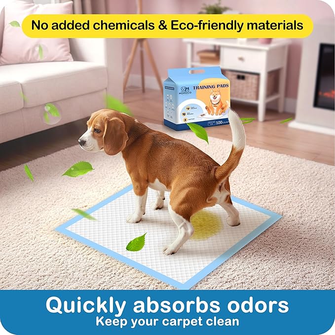 MoMoCo Puppy Pads, 23"x23"-100 Count Dog Pee Pads, Super Absorbent Disposable Dogs Training Pads , Leak-Proof, Quick-Drying Dogs Pads for Doggies Puppies