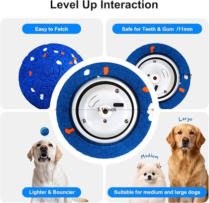 JEISOTHB Interactive Dog Toys Dog Ball, Durable E-TPU Material,3 Play Modes with Colorful Lights, Automatic Moving, Bouncing and Rotating for Medium and Large Dogs Indoor & Outdoor (Blue)