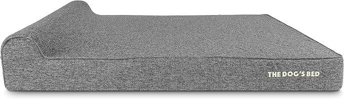 The Dog’s Bed Orthopedic Headrest Dog Bed XXL Grey Linen, Memory Foam, Pain Relief for Arthritis, Hip & Elbow Dysplasia, Post Surgery, Lameness, Waterproof Washable Cover, Veterinary Approved