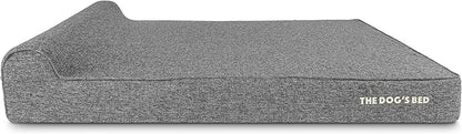 The Dog’s Bed Orthopedic Headrest Dog Bed XXL Grey Linen, Memory Foam, Pain Relief for Arthritis, Hip & Elbow Dysplasia, Post Surgery, Lameness, Waterproof Washable Cover, Veterinary Approved
