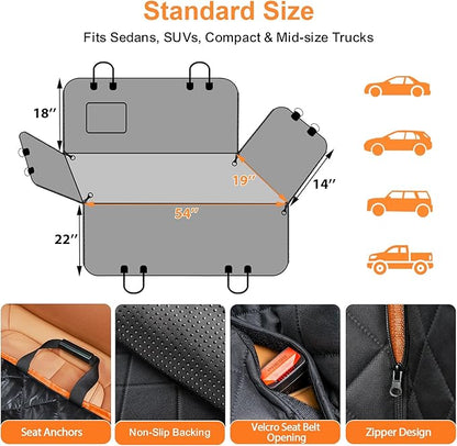 URPOWER Seat Cover for Dog 100% Waterproof Pet Seat Cover Hammock 600D Heavy Duty Scratch Proof Nonslip Durable Soft Pet Back Seat Covers for Cars Trucks and SUVs
