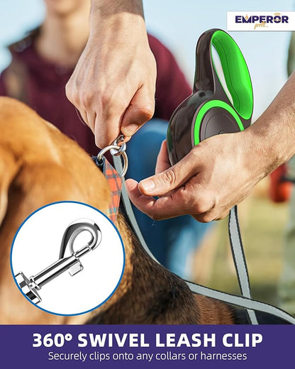 Emperor Pets 26 ft Retractable Dog Leash Large Dogs - Up to 110lbs, Heavy Duty Leash Retractable 26 ft, Dog Leashes for Large Breed Dogs -GN26