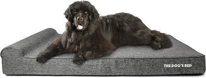 The Dog’s Bed Orthopedic Headrest Dog Bed XXXL Grey Linen, Memory Foam, Pain Relief for Arthritis, Hip & Elbow Dysplasia, Post Surgery, Lameness, Waterproof Washable Cover, Veterinary Approved