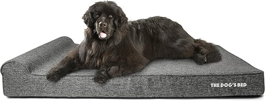 The Dog’s Bed Orthopedic Headrest Dog Bed XXXL Grey Linen, Memory Foam, Pain Relief for Arthritis, Hip & Elbow Dysplasia, Post Surgery, Lameness, Waterproof Washable Cover, Veterinary Approved