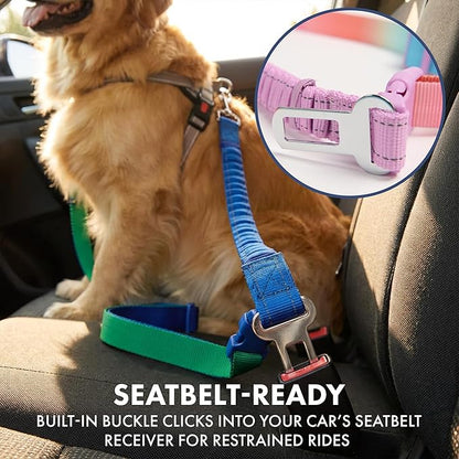 Spark Paws Handsfree Dog Leash – Shock Absorbing Waist Bungee Lead for Running, Car Seatbelt Clip & Poop Bag Set, Heavy Duty Tactical Lead for Medium, Large & X-Large Breeds - Pastel Icing
