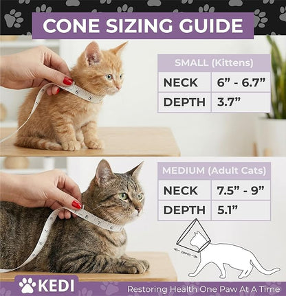 Cat Cone Collar for After Surgery to Stop Licking, Escape-Proof Recovery, Elizabethan E Collar for Cats, Comfortable Cone for Cats (Black, Medium)