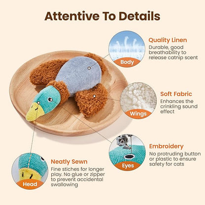Potaroma Birds Cat Toys, 2 Pack Catnip Toys Soft Durable, Crinkle Sound Kicker Toys for Interactive Indoor Kitten Exercise 6.5 Inches for All Breeds