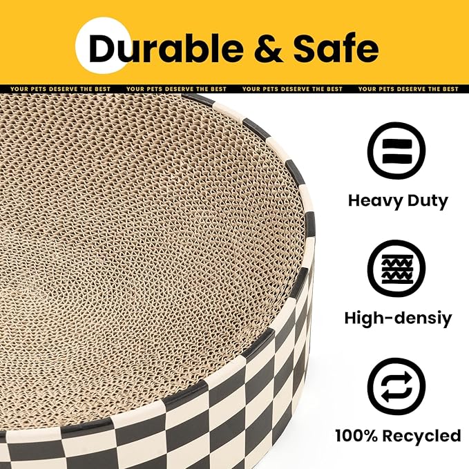 Conlun Cat Scratcher Cardboard,2 in 1 Oval Cat Scratch Pad Bowl for Indoor Kitty Grinding Claw,Round Kittens Scratching Board Corrugated Lounge Pet Beds&Furniture Protector for Sofas