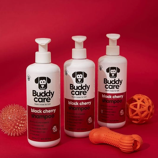 Black Cherry Dog Shampoo by Buddycare | Deep Cleansing Shampoo for Dogs | Black Cherry Scented | with Aloe Vera and Pro Vitamin B5 (50.72oz)
