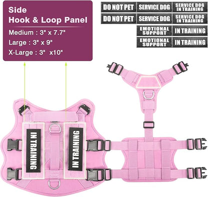 WINSEE Service Dog Vest Harness for Large Dog, Tactical Working MOLLE Vest with 10 Pet Patches, No Pull Heavy Duty Harness for Training Hunting Walking