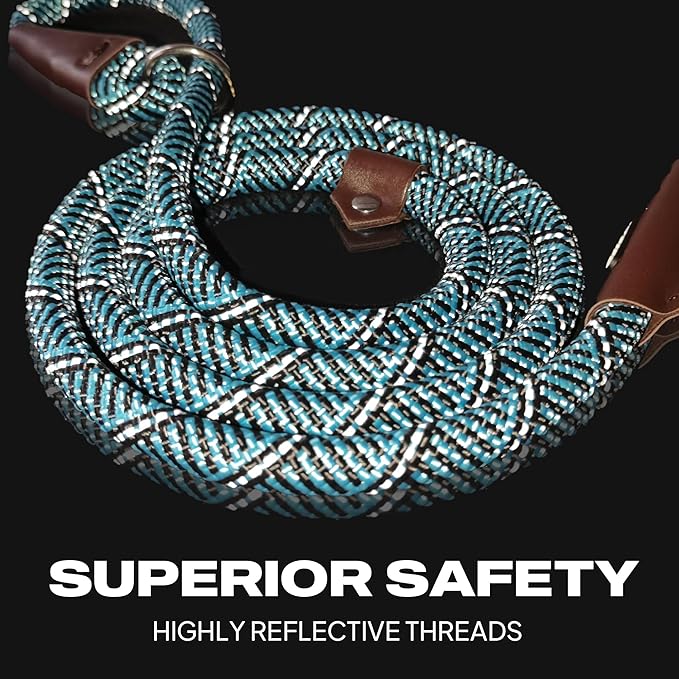 TwoEar 6FT Slip Lead Dog Leash, Heavy Duty Slip Leash for Dogs with Highly Reflective, Strong Rope Slip Leads No Pull Pet Training Leashes for Large Medium Dogs (1/2", Blue)