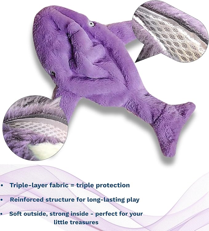 Crinkle Dog Toy – No-Stuffing Squeaky Dog Toy for Small, Medium & Large Dogs, Tough Interactive Chew, Teething & Fetch Toy, Durable Soft Pet-Safe Material – Pink/Purple, Large