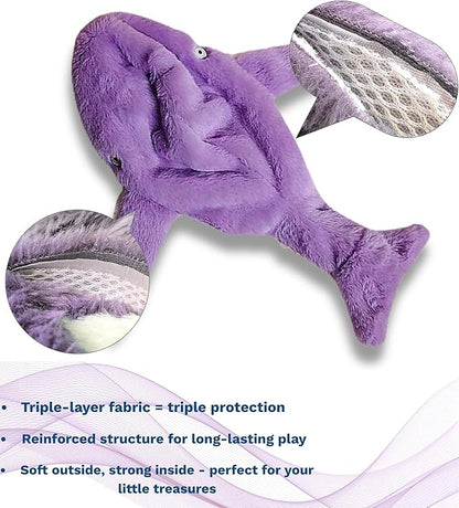 Crinkle Dog Toy – No-Stuffing Squeaky Dog Toy for Small, Medium & Large Dogs, Tough Interactive Chew, Teething & Fetch Toy, Durable Soft Pet-Safe Material – Pink/Purple, Large