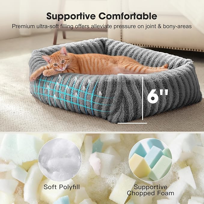 MIXJOY Dog Beds for Small Dogs Cats, Soft Cat Bed for Indoor Cats, Rectangle Pet Bed for Puppy Kitty, Washable Dog Bed with Removable Cover, Anti Slip Bottom, 20"x19"x6", Grey