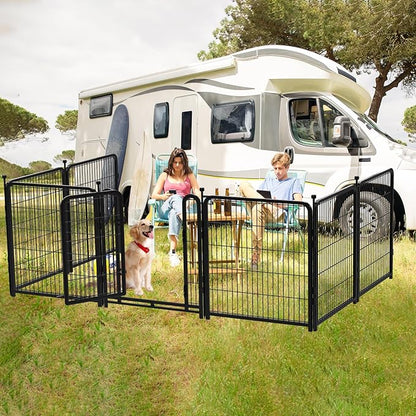 Getlay Tall Garden Fence, 32 in(H) Dog Fence Outdoor for Yard. 12 Panels Total 26.6 Ft(L) Puppy Playpen, Suitable for Indoor or Outdoor Use Play Pens for Puppys, Large Dog Pen, Fences for Garden