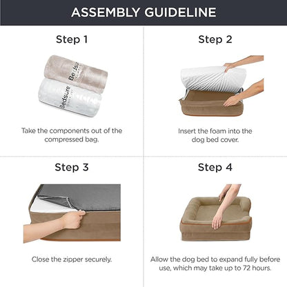 Bedsure Orthopedic Dog Bed Medium Size Dogs - Washable Medium Dog Cat Bed Waterproof, Comfort Pet Couch Sofa with Washable Removable Cover, Pets Bed with Nonskid Bottom, Hazel, 28"