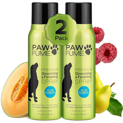 PAWFUME Dog Perfume Spray for Grooming, Blue Ribbon, 2-Pack – Keep Your Pup Fresh All Day – Probiotic, Alcohol-Free, Detangling & Moisturizing – Salon-Quality Dog Spray Deodorizer Perfume