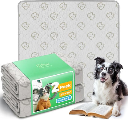 FXW Washable Pee Pads for Dogs, Leak-Proof & Non-Slip, Specifically Designed for Potty Training, Square, 39" x 39", 2 Packs