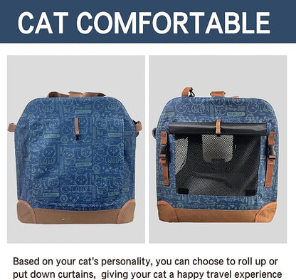 Petseek Extra Large Cat Carrier Soft Sided, Portable Small Dog Carrier for 2 Cats, 24"x16.5"x16" Car Travel Folding Comfortable Design, Navy