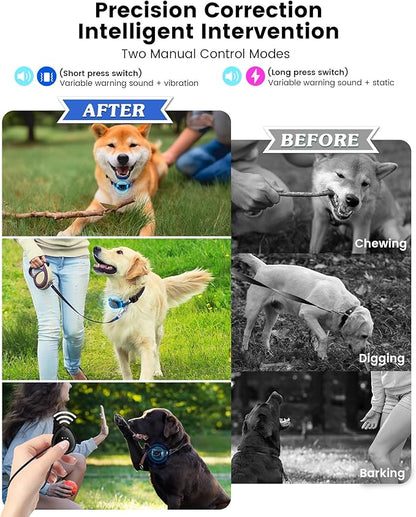 Anti Bark Collar for Dogs 8-150 lbs for Large, Medium and Small Dog, Rechargeable Static Shock Anti Bark Collar for Dogs 8-150 lbs with Remote, 5 Sensitivities, Beep Vibration Modes, IP67 Waterproof