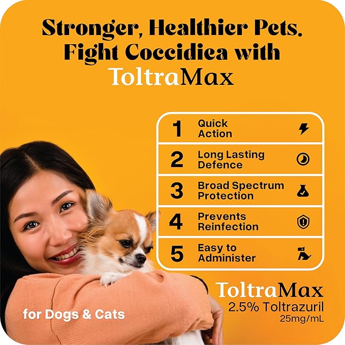 ToltraMax Toltrazuril 2.5% for Horses, Dogs, Cats, 120mL/4 Ounce, for Non-Food Chain Animals, Alfalfa
