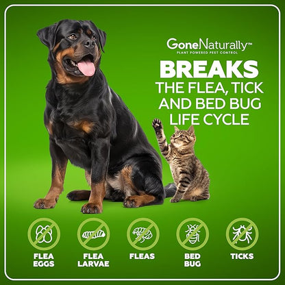 GoneNaturally Flea and Tick Spray for Dogs & Home– Natural Flea and Tick Prevention for Dogs– Bed Bug Spray & Multi-Insect Killer– Scentless Plant-Based Formula Kills on Contact (32 oz)