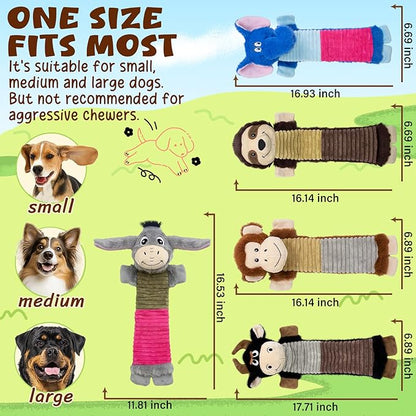 MeetYooo 5 Pack No Stuffing Dog Squeaky Toys, Dog Chew with Crinkle and Squeaker, Cute Animal Plush to Keep Them Busy, Suitable for Large and Aggressive Chewers
