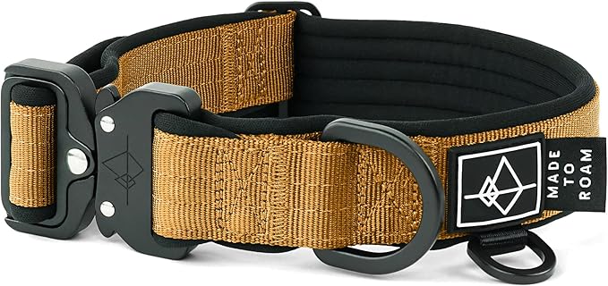MADE TO ROAM Comfort Collar - Adjustable Nylon Dog Collar with Soft Comfortable Padding, Light Aviation Aluminum Metal Buckle for Small, Medium and Large Dogs (Michigan Autumn, Size 3)