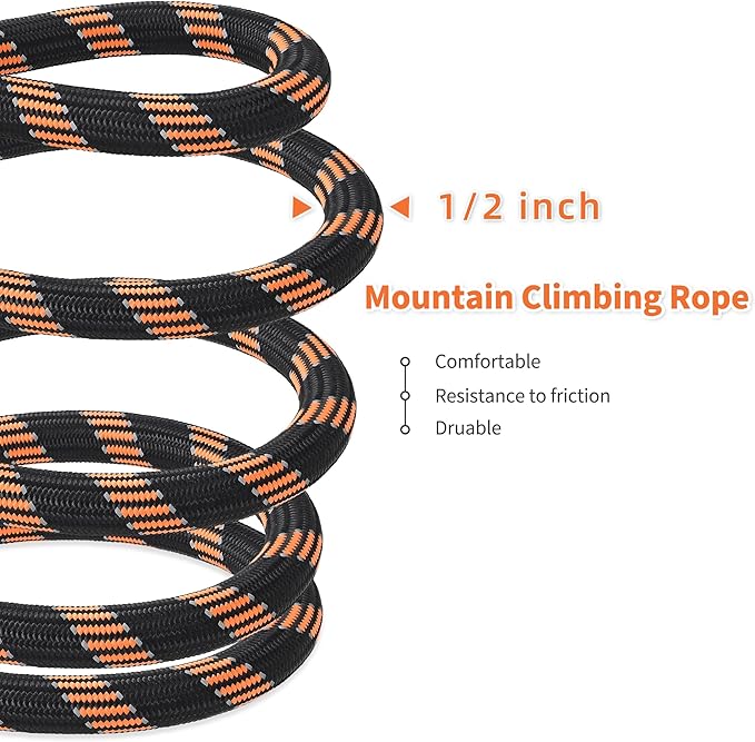 Mile High Life Reflective Dog Leash, with Comfortable Padded Handle, Black Nylon Rope Leash with Steel Tips, Heavy Duty 4 Feet Pet Leashes (Black Orange,48 Inches)