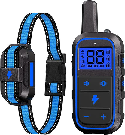 DogStop Dog Training Collar Electric Dog Collar with 4 Training Modes and Rechargeable Remote Waterproof Range 3300Ft for Small Medium Large Dogs(Blue)