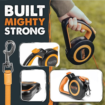 Mighty Paw Retractable Dog Leash 2.0 - Auto-Locking Button for The Control When You Need - Stainless Steel Coil for Smooth Retraction - Super Reflective Ring for Nighttime Visibility - No More Tangle
