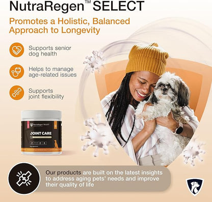 NutraRegen Select Senior Dog Joint Supplement 45 Scoops | Natural Glucosamine Chondroitin for Dogs with Collagen | Hip and Joint Powder | 7.7 Oz
