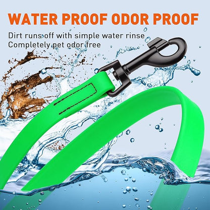 Dogline Biothane Waterproof Dog Leash Strong Coated Nylon Webbing with Black Hardware Odor-Proof Easy to Clean High Performance for Small or Large Dogs Made in USA 4 or 6 ft Lead, Tropical Green