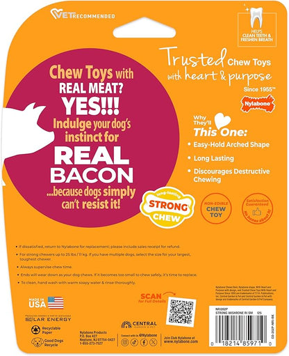 Nylabone Wishbone Strong Chew Toy for Dogs Made with Real Bacon, Durable Dog Chew Bones for Aggressive Chewers, Long-Lasting Flavor Keeps Dogs Busy, Small Dog Toys - Up to 25 lbs, 1 Count