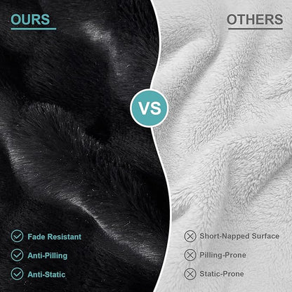 COZY KISS Orthopedic Dog Bed for Medium Small Size Dog, Soft and Warm Faux Fur Sofa for Pet Up to 40 lbs, Foam Bolster Anti-Slip Couch with Washable Removable Cover, M 30x20x6.5 inch, Black