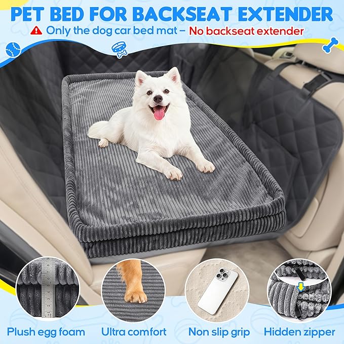 Dog Car Bed, Non-Slip Backseat Extender Pet Mat, Removable Washable Dog Bed for SUVs, Sedans & Trucks, Anti-Slip Travel Bed for Dogs, Easy Clean & Scratch-Proof & Comfort (XL（56" Lx28.7 M×2" H)