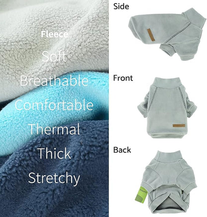 Fitwarm 3 Pack Classic Fleece Sweater, Turtleneck Sweatshirt, Winter Clothes for Small Dogs, Cat Apparel, Blue, Grey, Navy, Medium
