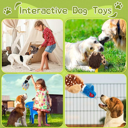 Calibonbon Duck Dog Squeaky Toy for Aggressive Chewers - No Stuffing Durable Plush with 4 Squeakers & Crinkle Wings, Chew Proof Puppy Toys for Small Medium Large Dogs (Green & Brown)