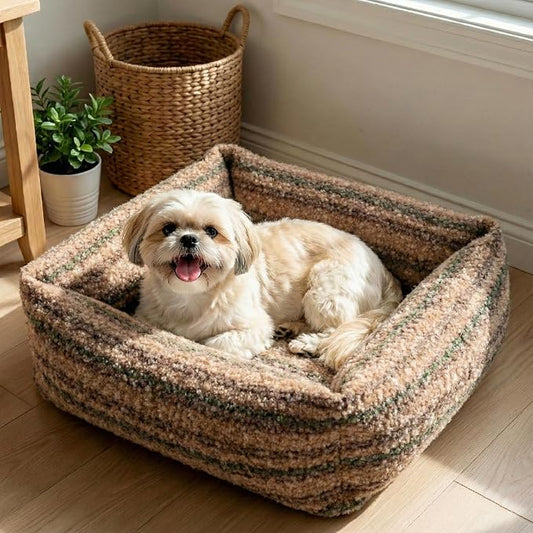 WESTERN HOME WH Dog Bed for Small Medium Dogs, Washable Small Medium Dog Bed, High Back Support Pet Sofa with Sides, Soft Pet Beds with Anti Slip Bottom, 25inch, Brown